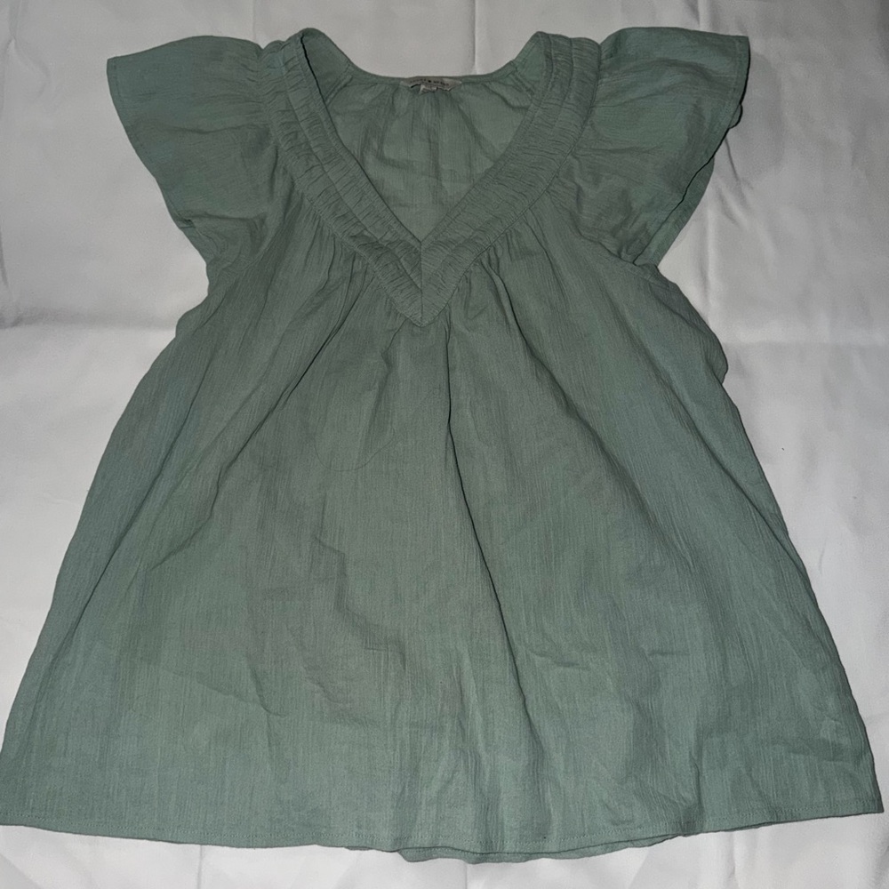 Lucky Brand Green Flutter Sleeve Top